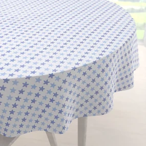Biante Bavlnený okrúhly obrus Sandra SA-266 Modré hviezdičky na bielom Ø 130 cm