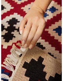 Červený obojstranný ručne tkaný vlnený behúň 60x190 cm Kamal Rami – Nouristan