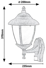 Rabalux 7836 - Vonkajšie nástenné svietidlo so senzorom MADRID 1xE27/60W/230V IP43