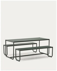 Tmavozelená kovová záhradná jedálenská súprava pre 4 Sotil – Kave Home