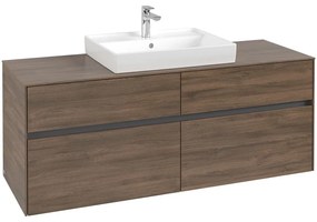 VILLEROY &amp; BOCH Collaro závesná skrinka pod umývadlo na dosku (umývadlo v strede), 4 zásuvky, 1400 x 500 x 548 mm, Arizona Oak, C08400VH