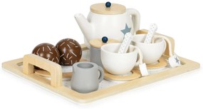 Drevená čajová súprava, čajník, šálky, 16 prvkov ECOTOYS