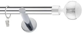 Dekorstudio Chrómová jednoradová garniža biely VIVALDI 19mm Dĺžka: 320cm, Typ uchytenia: Držiak otvorený, Typ príslušenstva: Krúžky tiché so štipcami