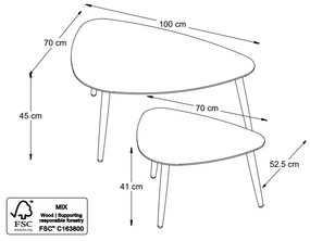 Sada konferenčných stolíkov Paricia 100 cm dymový dub