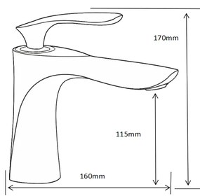 Mexen Lily, umývadlová batéria h-170, čierna matná, 73600-70