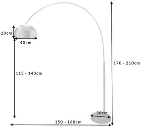 Stojacia lampa Big Bow chróm 170-205cm