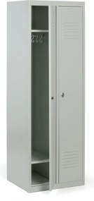Kovová šatníková skrinka S2, 2-dverová, 1800 x 600 x 500 mm, otočný zámok, sivé dvere