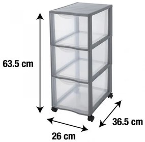 Úložný box s 3 zásuvkami, antracit, OFFICEMIX - MAXI