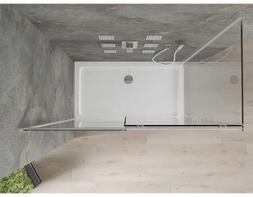 Mexen Omega, sprchovací kút s posuvnými dverami 140 (dvere) x 70 (stena) cm, 8mm číre sklo, chrómový profil + slim sprchová vanička 5cm, 825-140-070-01-00-4010