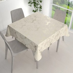 Biante Zamatový štvorcový obrus Isabela IBL-017 Zlatý/dymový mramor na smotanovom 70x70 cm