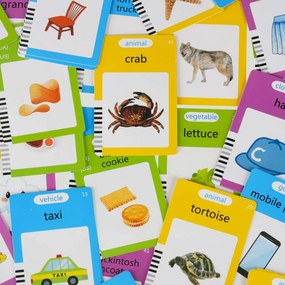 KIK Interaktívna čítačka kariet na učenie angličtiny s tabuľou a 112 kartami, modrá