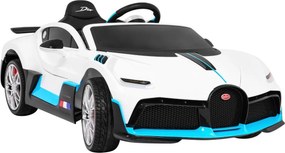 Ramiz Detské autíčko na batérie Bugatti Divo biele + diaľkové ovládanie + EVA kolesá + pomalý štart + LED + MP3