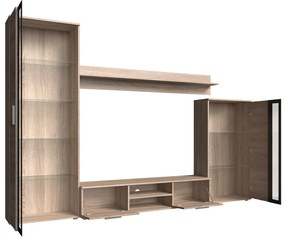 Obývacia stena Osaka, Osvetlenie: bez osvetlenia, Farby: country oak grey + čierna