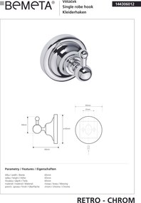 Bemeta Design RETRO chróm: Háčik - 144306012