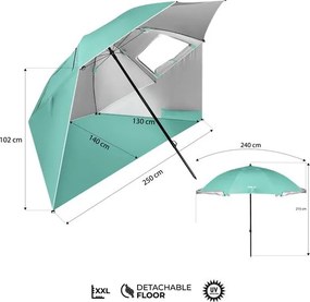 NC17114 ZELENÝ PLÁŽOVÝ SLNEČNÍK / PARAVÁN 240 CM NILS CAMP