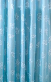 Aqualine, Sprchový záves 180x200cm, polyester, modrá, mušľa, ZP006