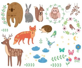 Súprava nástenných detských samolepiek Ambiance Scandinavian Animals of The Forest
