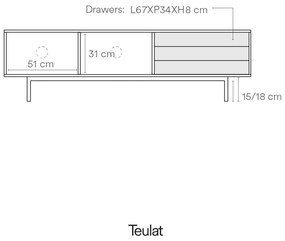 TV stolík v dekore duba v šedo-prírodnej farbe 180x52 cm Sierra – Teulat