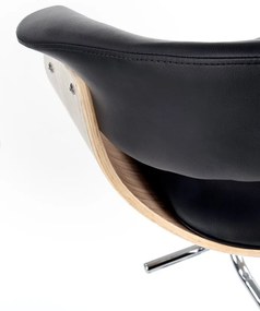 Barová stolička KYLE - dub, ekokoža, čierna