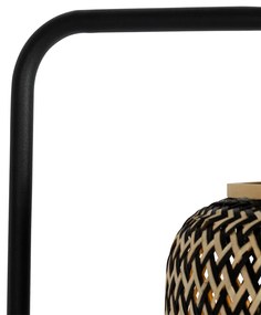 Orientálna stojaca lampa bambusová s čiernou - Yvonne
