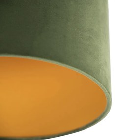 Stropné svietidlo s tienidlom z zamatu zelené so zlatom 25 cm - Combi Black