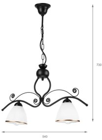 Luster na reťazi RETRO 2xE27/60W/230V matná čierna