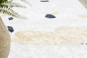 Koberec ANDRE Abstrakt 1097 - prateľný, protišmykový, bielo-žltý