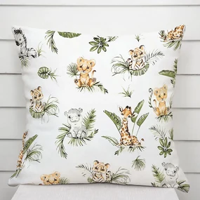 Biante Detská bavlnená obliečka na vankúš Sandra SA-475 Zvieratká v Safari na bielom 50 x 70 cm