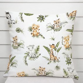 Biante Detská bavlnená obliečka na vankúš Sandra SA-475 Zvieratká v Safari na bielom 30 x 50 cm