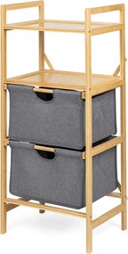 Noela Bambusový regál s 2 látkovými šuplíkmi BASKET URBAN šedý