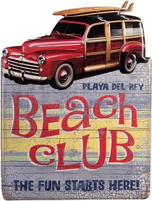 Nástenná kovová ceduľa Beach Club - 45*1*60 cm
