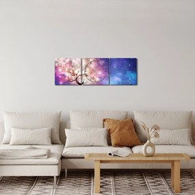 Obraz - Vesmírny strom (s hodinami) (90x30 cm)