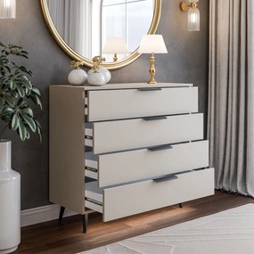 KOMODA MARION 2S KAŠMÍR ČIERNE ÚCHYTKY + NOŽIČKY LED 95 cm