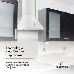 Klarstein Lumio Primo, digestor, 60 cm, komínový, 490 m³/h, retro dizajn, nehrdzavejúca oceľ, biely