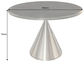 Jedálenský stôl ELEGANCIA 130 cm okrúhly rám chróm čierny mramorový vzhľad