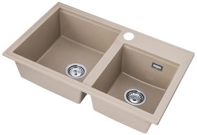 Gamma Modern 8020, 2-komorový granitový drez 795x495x210 mm, béžová, GMA-KAT00047