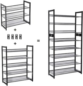 SONGMICS Botník kovový 5 políc čierny 74 x 105 x 31 cm