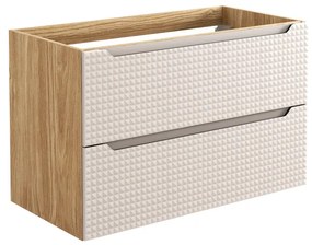 Závěsná skříňka Luxor Beige se zápustným umyvadlem 80 cm béžová/dub olejovaný