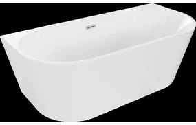 Mexen Oválna voľne stojaca priečna vaňa 150 x 75 cm, biela, prepad chróm - 52671507500-01