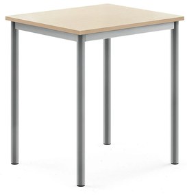Stôl SONITUS, 700x600x760 mm, HPL - breza, strieborná