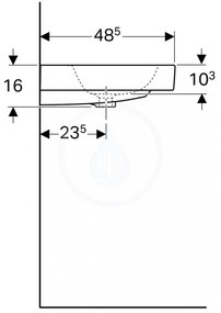 GEBERIT iCon závesné umývadlo s otvorom, s prepadom, 750 x 485 mm, s povrchovou úpravou KeraTect, biela, 124075600