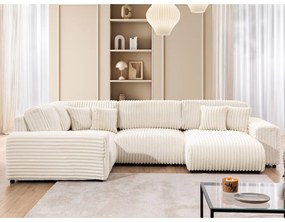 Krémová menčestrová rohová pohovka (ľavý roh/do tvaru "U") Justin – Ropez