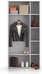 Šatníková skriňa s výsuvom BLOCK, 850 × 400 × 1748 mm, biela