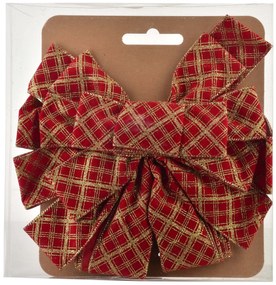 Vánoční dekorativní mašle Santa Lila 32x130 cm červená s kostkovaným vzorem