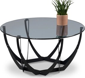 Konferenčný stolík Maya, 80 cm, čierny/sivé sklo