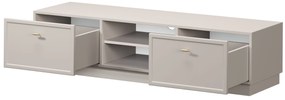 TV stolík Lorini 150 cm na sokli – kašmírová / zlaté úchytky T
