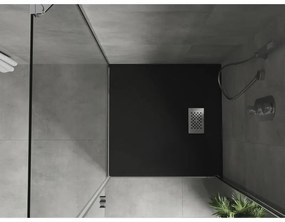 Mexen Hugo, štvorcová sprchová vanička SMC 80 x 80 cm, čierna, oceľová krytka, 42708080-X