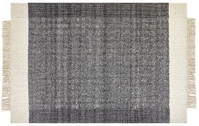 Vlnený koberec 160 x 230 cm čierna/krémová biela ATLANTI Beliani
