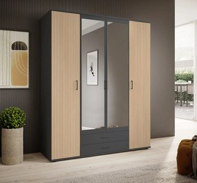 Šatníková skriňa Laurie, 159 cm, grafit/dub