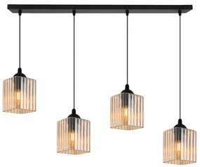 Závesné svietidlo Riffle Square, 4x medové sklenené tienidlo, b